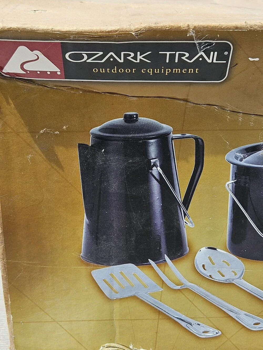 Ozark Trail 8pc Enamel Camping Cookware Set Black Outdoor Equipment Open Box